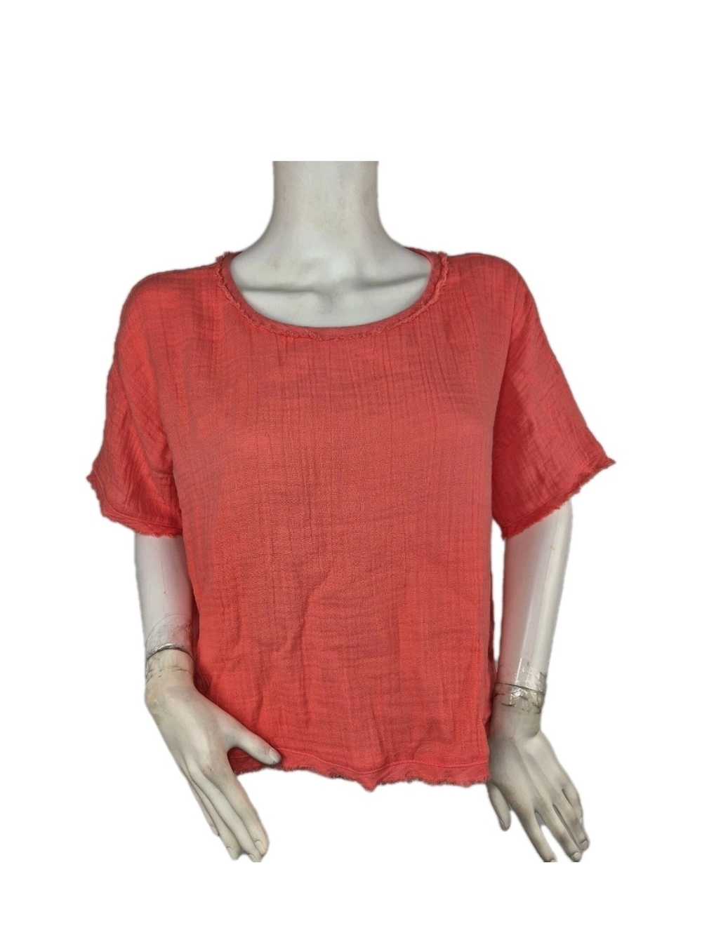 Eileen Fisher Women's Size XS Top Ballet Neck Boxy Top Watermelon Coral 19
